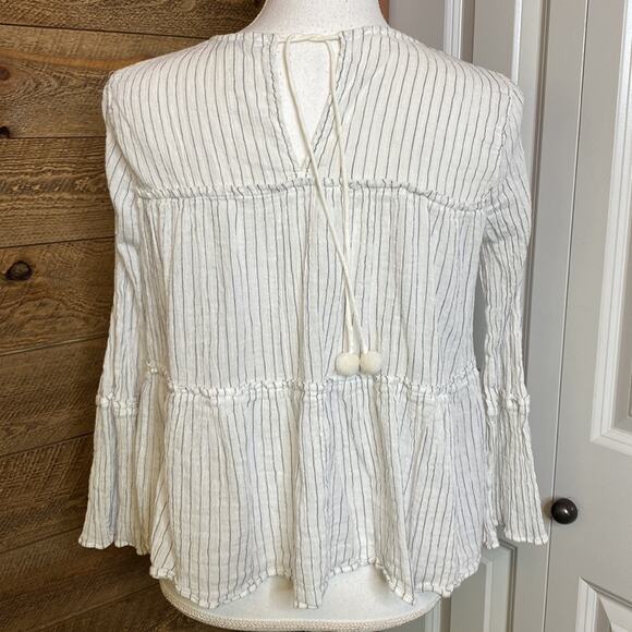 Madewell Tiered Top in Haysboro Stripe White Blue Cotton Size Small - Picture 6 of 8